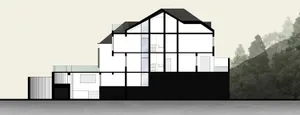 A modern house featuring expansive glass walls.
