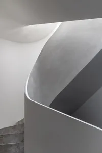 Curved concrete staircase