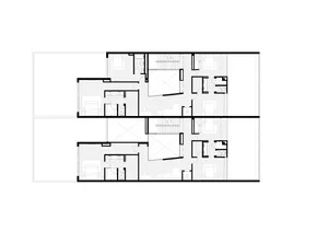 Modern apartment layout showcasing floor-plan details with black and white design.