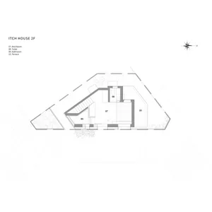 A technical blueprint of a modern bedroom suite with wooden flooring and clear labeling of areas.