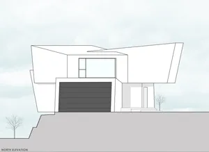 A modern house with a combination of steel, concrete, and glass materials.