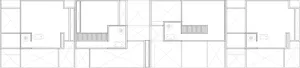 A detailed technical architectural floor plan of a modern residential home with open spaces and modern furnishings.
