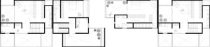 Floor plan of a modern residential home on a white background