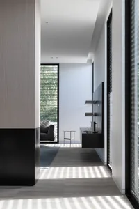 Modern interior design featuring wood flooring and middle-class characteristics