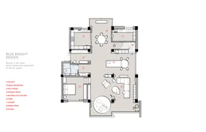 2D architectural drawing of a modern residential apartment with neutral color palette and open-concept layout