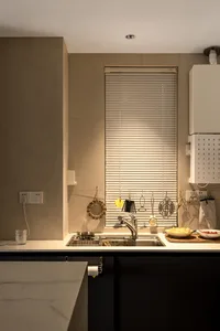 Modern kitchen with metal countertops and stainless steel sink
