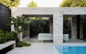 Minimalist living room with concrete elements