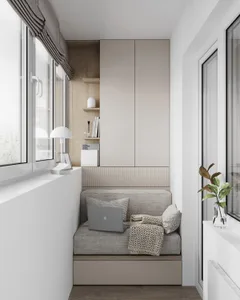A minimalist reading nook featuring a textured fabric seat, wooden backrest, and metal legs.