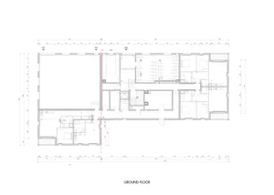 A technical architectural drawing of an industrial floor plan.
