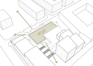 A technical drawing of an architectural floor plan with dimensions and measurements.
