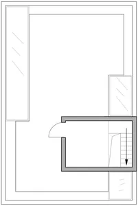 A detailed paper cut-out illustration of a staircase layout on a floor plan