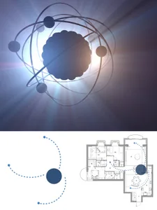 Apartment layout showcasing architectural design principles and abstract design elements.