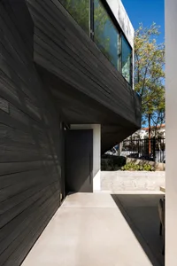 Modern architecture featuring a wooden cladding exterior