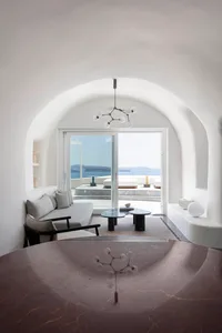 A modern white concrete interior with a minimalist design.