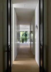 Modern interior with white walls and glass