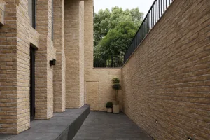 Modern building walls made of brick.