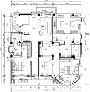 A technical blueprint of an apartment floor plan