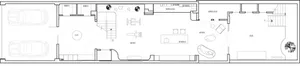 A white 2D architectural floor plan of a modern residential building.