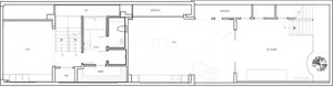A detailed 2D architectural plan showing the layout of a modern residential house, including rooms, walls, windows, and doors