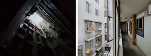 Photo of urban city buildings with concrete and brick exterior walls