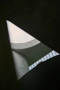A photograph of an architectural design featuring modern concrete elements.