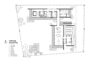 Detailed residential home floor plan showcasing contemporary design features and functional zones.