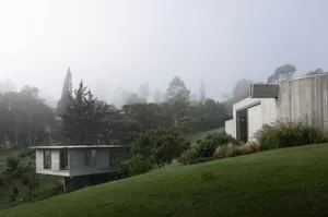 Modern residential exterior made of concrete and glass