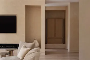 Minimalist living room with neutral color palette