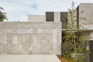 Modern residential exterior made of bricks and concrete