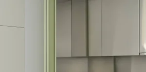 Metallic paneling in a modern office environment