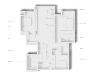 A modern residential floor plan depicted on white paper.