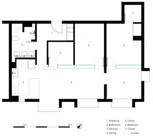 A detailed architectural floor plan of a modern residential interior with clear labels for each room and functional zone.