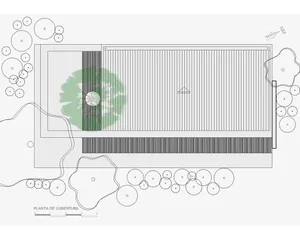 A technical drawing of a roofing plan featuring steel and concrete materials.