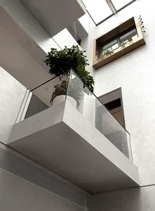 A minimalist interior designed with concrete elements.
