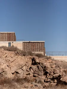 Modern building constructed of concrete with a minimalist design.