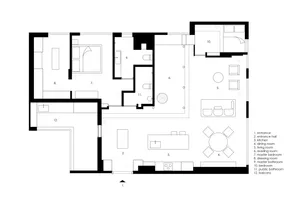 Floor plan of a modern apartment layout