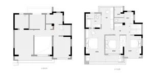 A modern two-bedroom flat floor plan showing various rooms, including living room, kitchen, bedrooms, and bathrooms.