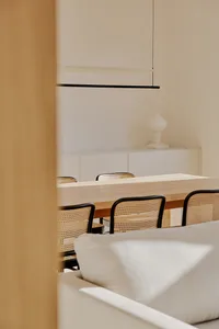 Industrial-style restaurant interior with metal and wood accents