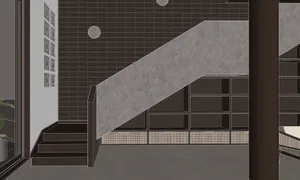 Image of a modern interior space featuring exposed concrete materials.