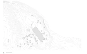 Topographic map with a building plan overlaid