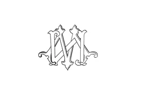 黑白字母組合圖案，呈現 WM 兩個字母。