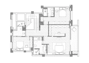 A detailed layout of a modern apartment featuring a wood floor design.