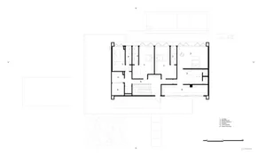 A technical architectural drawing of a modern residential floor plan.