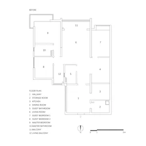 2D architectural drawing of a residential building layout