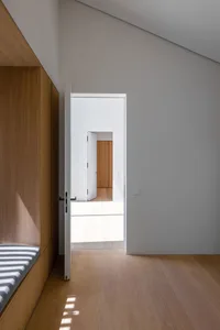 Minimalist interior design featuring wooden elements