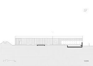 A minimalist, modern residential architecture drawing showcasing glass walls.