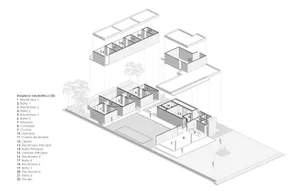 Modern residential floor plan showcasing concrete structures