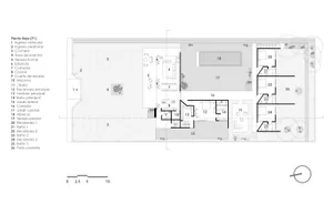 Modern residential floor plan with labeled rooms and spaces.