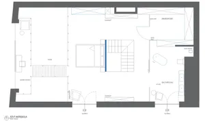 Modern residential floor plan with minimalist design.