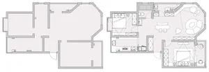 A detailed architectural floor plan of a modern home interior.